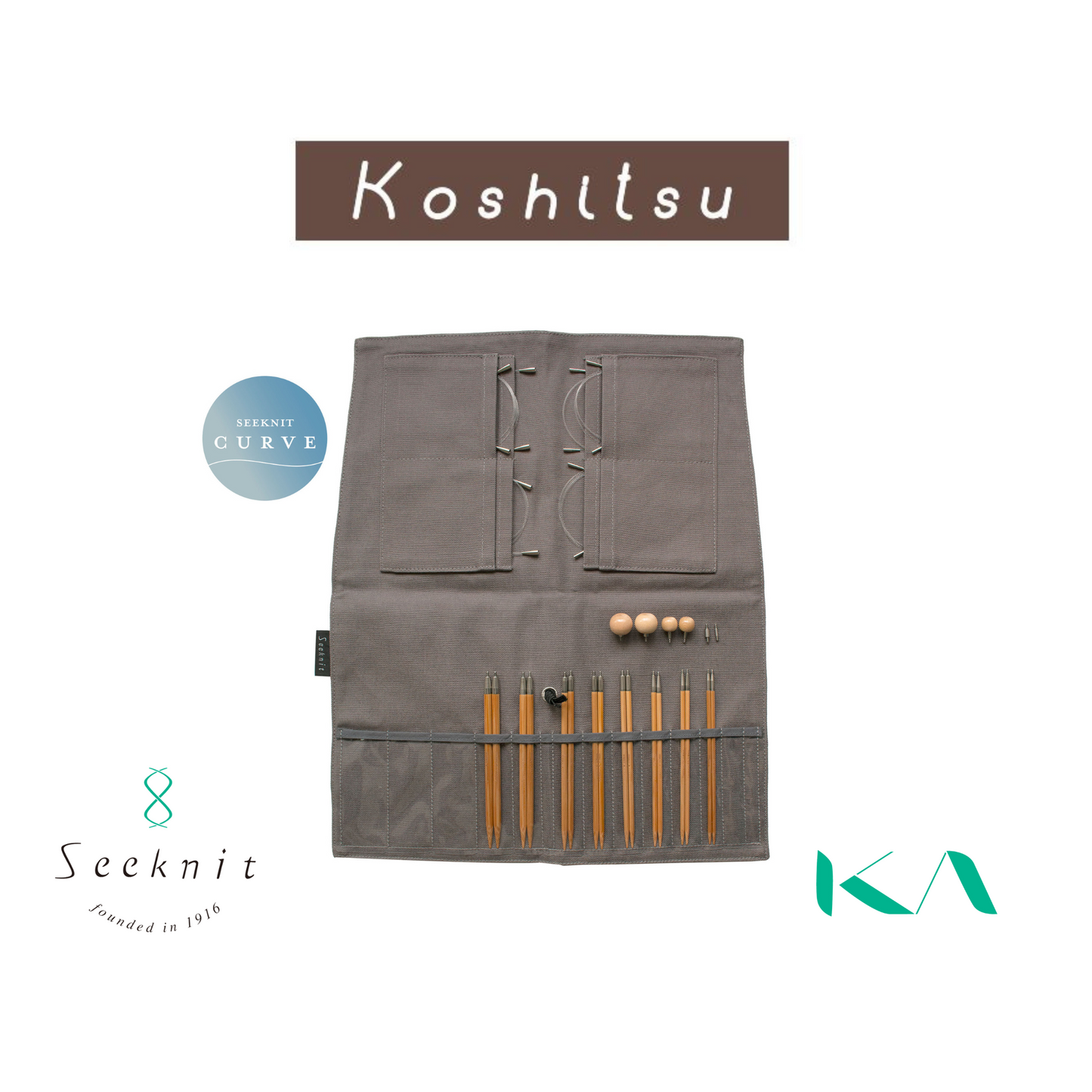 Seeknit CURVE 5 inch / 12.5 cm Interchangeable Circular Needle First Sets with Dark Gray