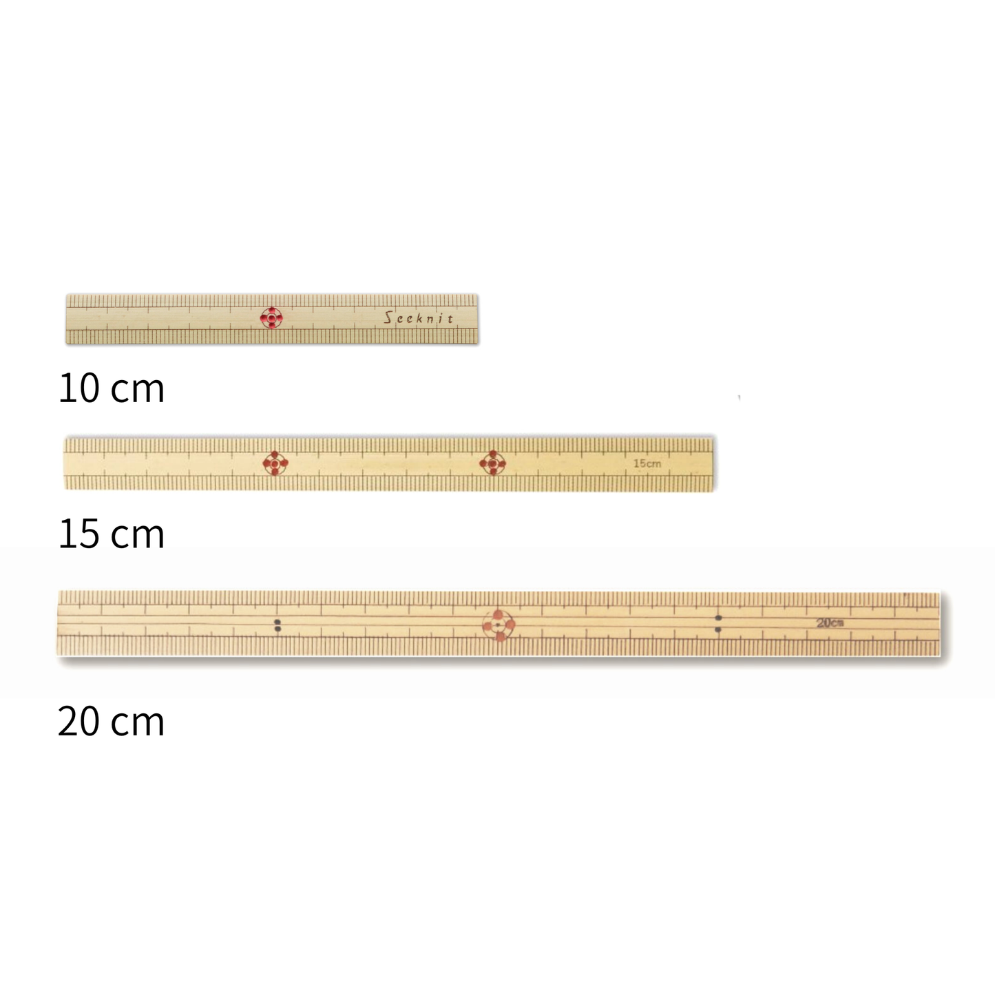 Seeknit Bamboo Ruler, 10 cm, 15 cm, 20 cm