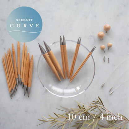 Seeknit CURVE My Favorite Set 10cm / 4 inch for interchangeable circular needles, bamboo knitting needles
